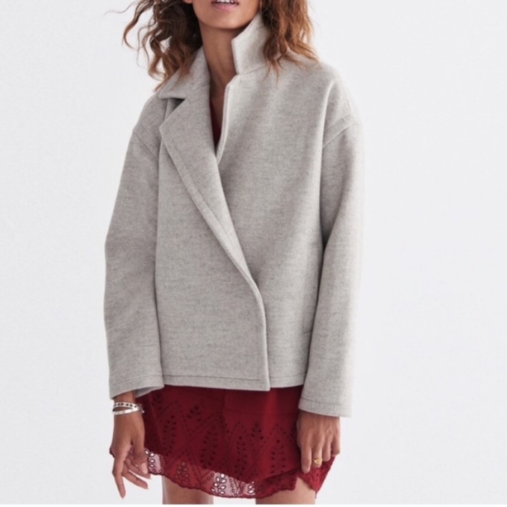Madewell Short Swing Wool Jacket  Stone Gray F3992 XS